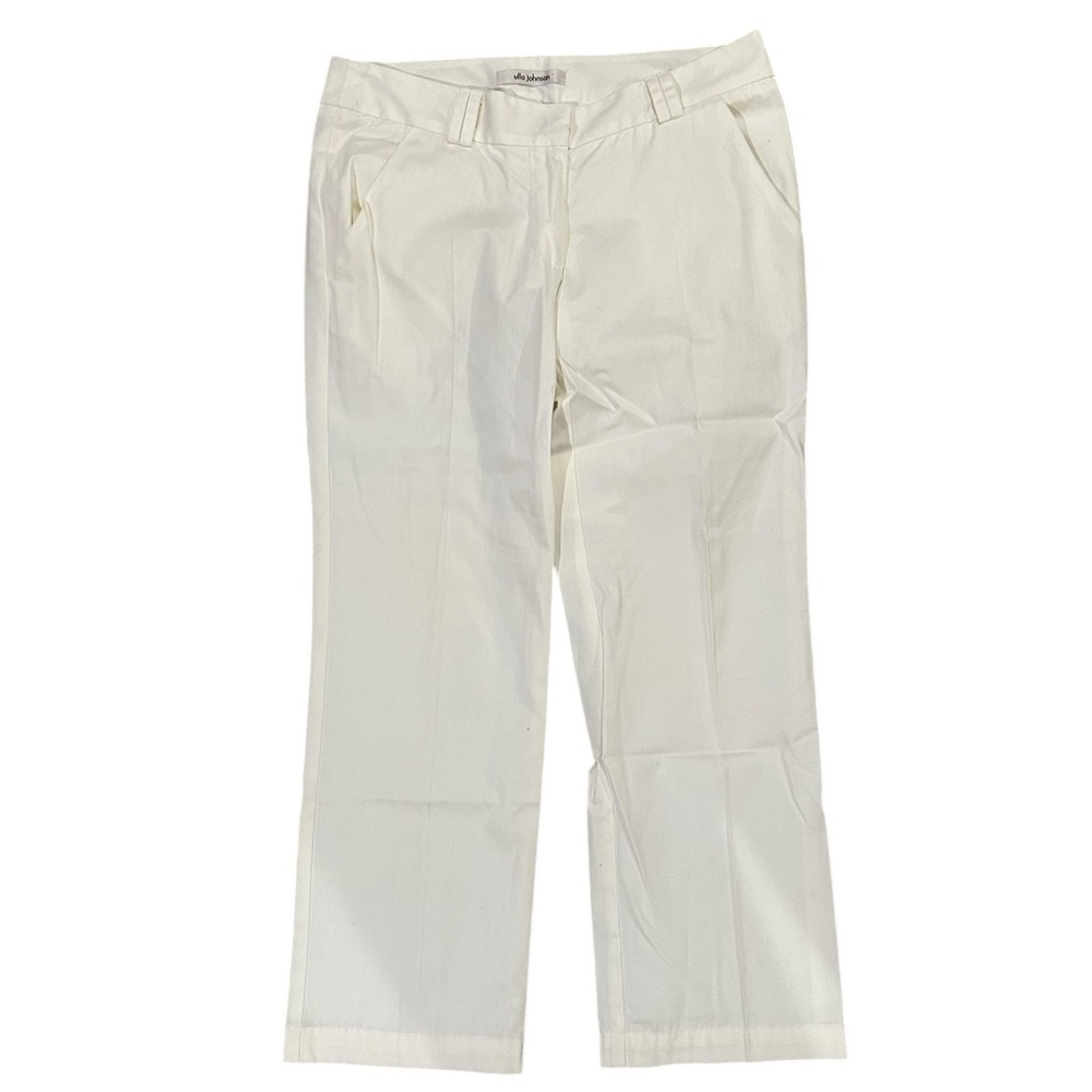 Ulla Johnson Off White Crop Ankle Pants Pockets Zipper 100% Cotton 2